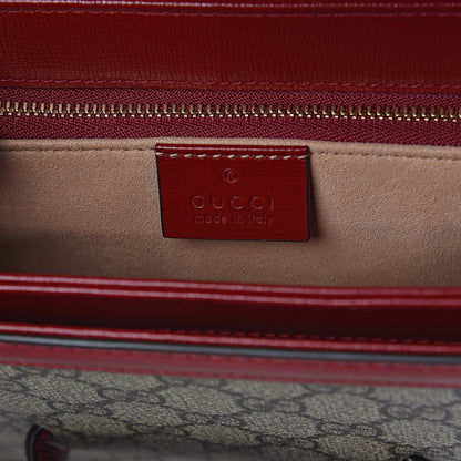 Gucci GG Supreme Monogram Azalea Calfskin Horsebit 1955 Shoulder Bag Beige Ebony New Cherry Red 6 of 10