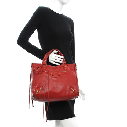 Balenciaga Sugar Goatskin Classic Gold Hardware Velo Rouge Rouge Coquelicot 3 of 16