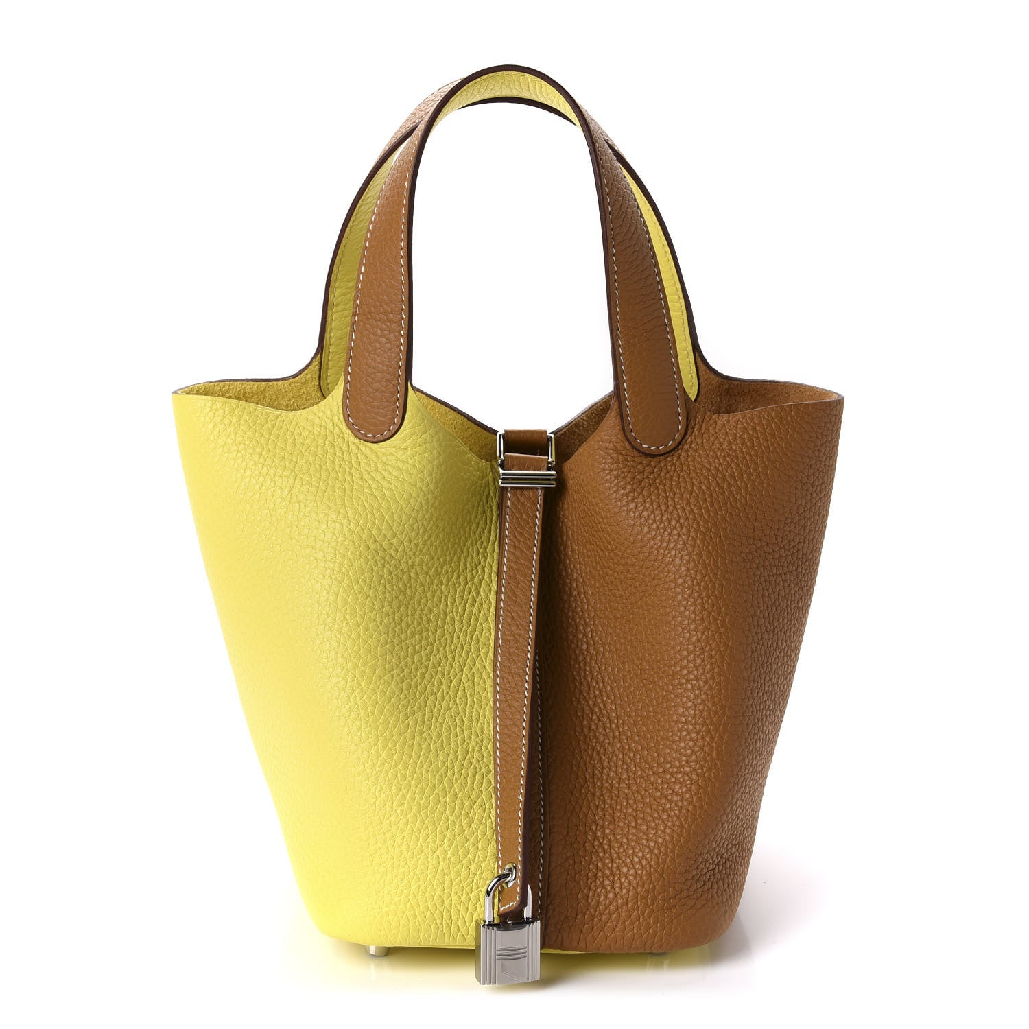 Hermes Taurillon Clemence Casaque Picotin Lock 18 PM Lime Sesame 1 of 12