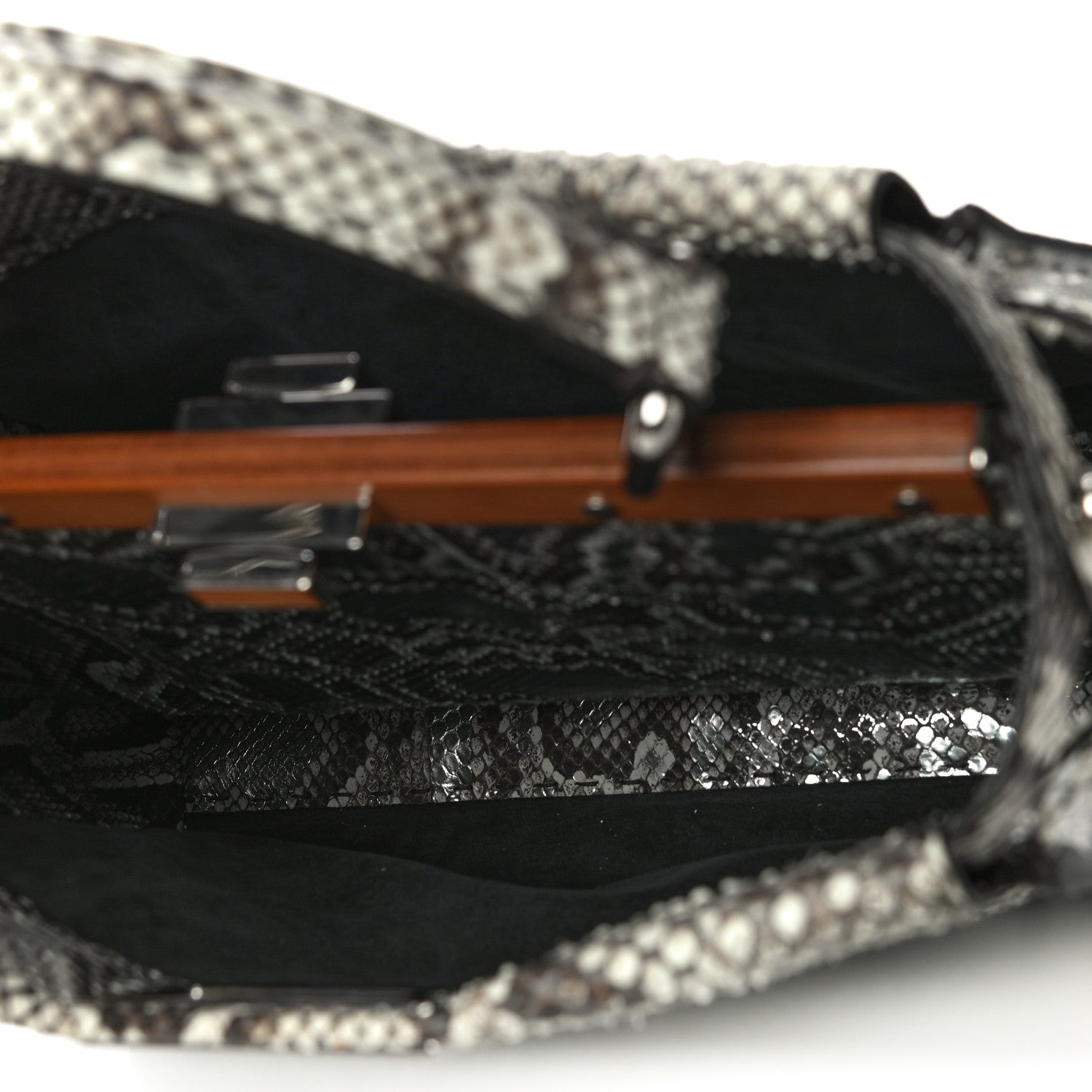 Fendi Python Selleria Medium Peekaboo Iconic Satchel Stone Silver 6 of 10
