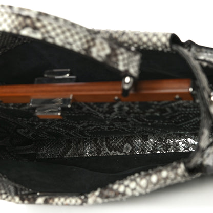 Fendi Python Selleria Medium Peekaboo Iconic Satchel Stone Silver 6 of 10