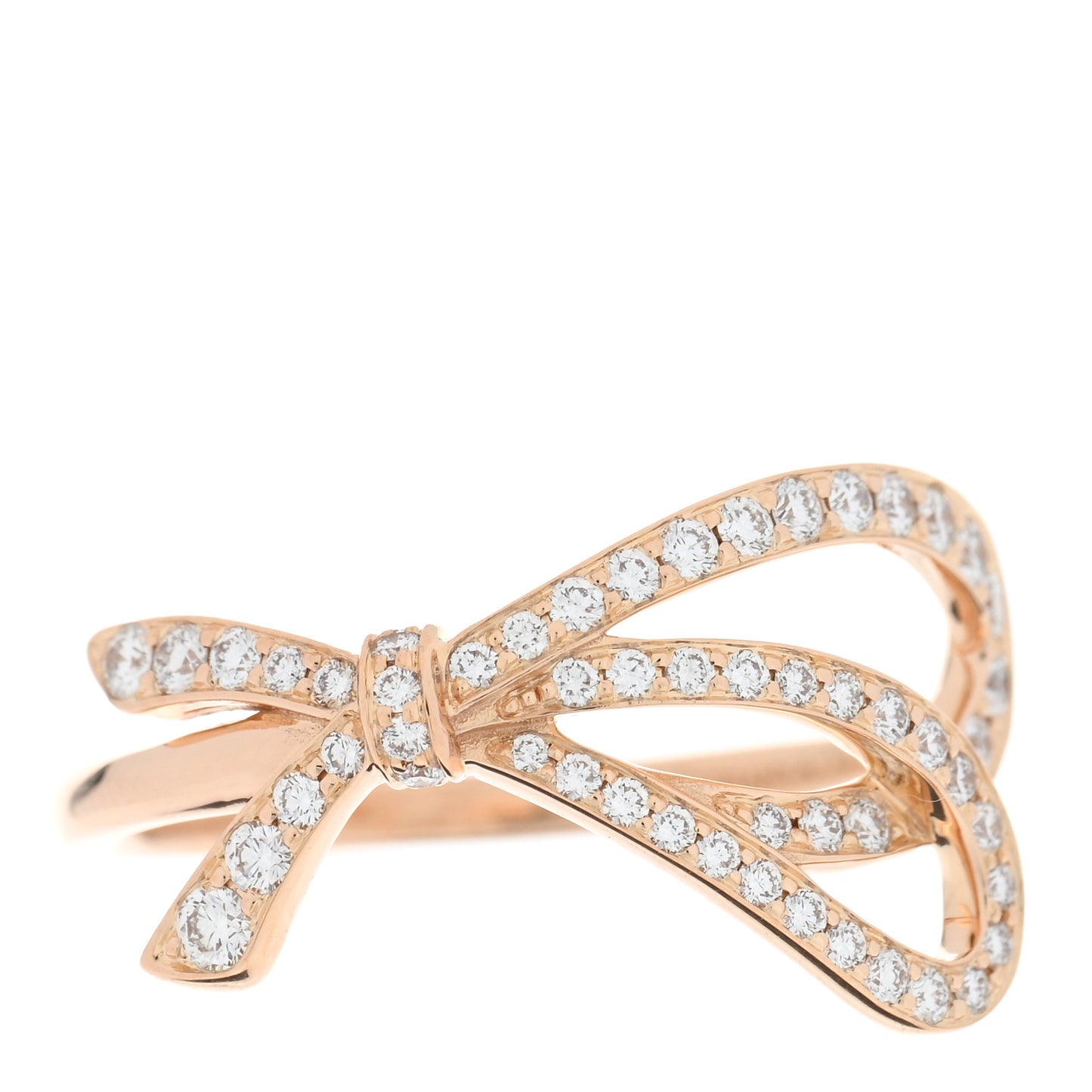 18K Rose Gold Diamond Bow Ring 53 6.25
