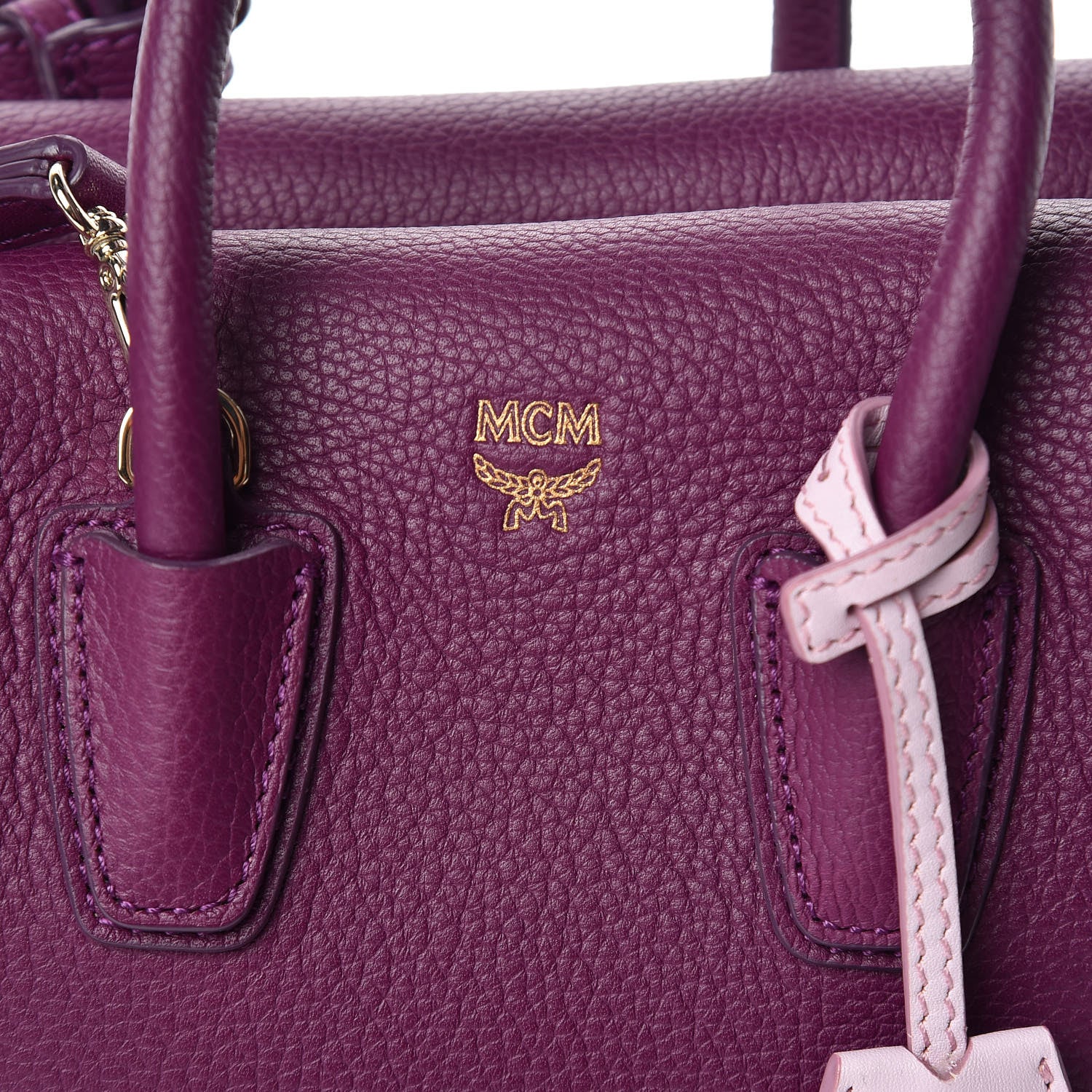 MCM Grained Calfskin Mini Milla Tote Purple 8 of 9