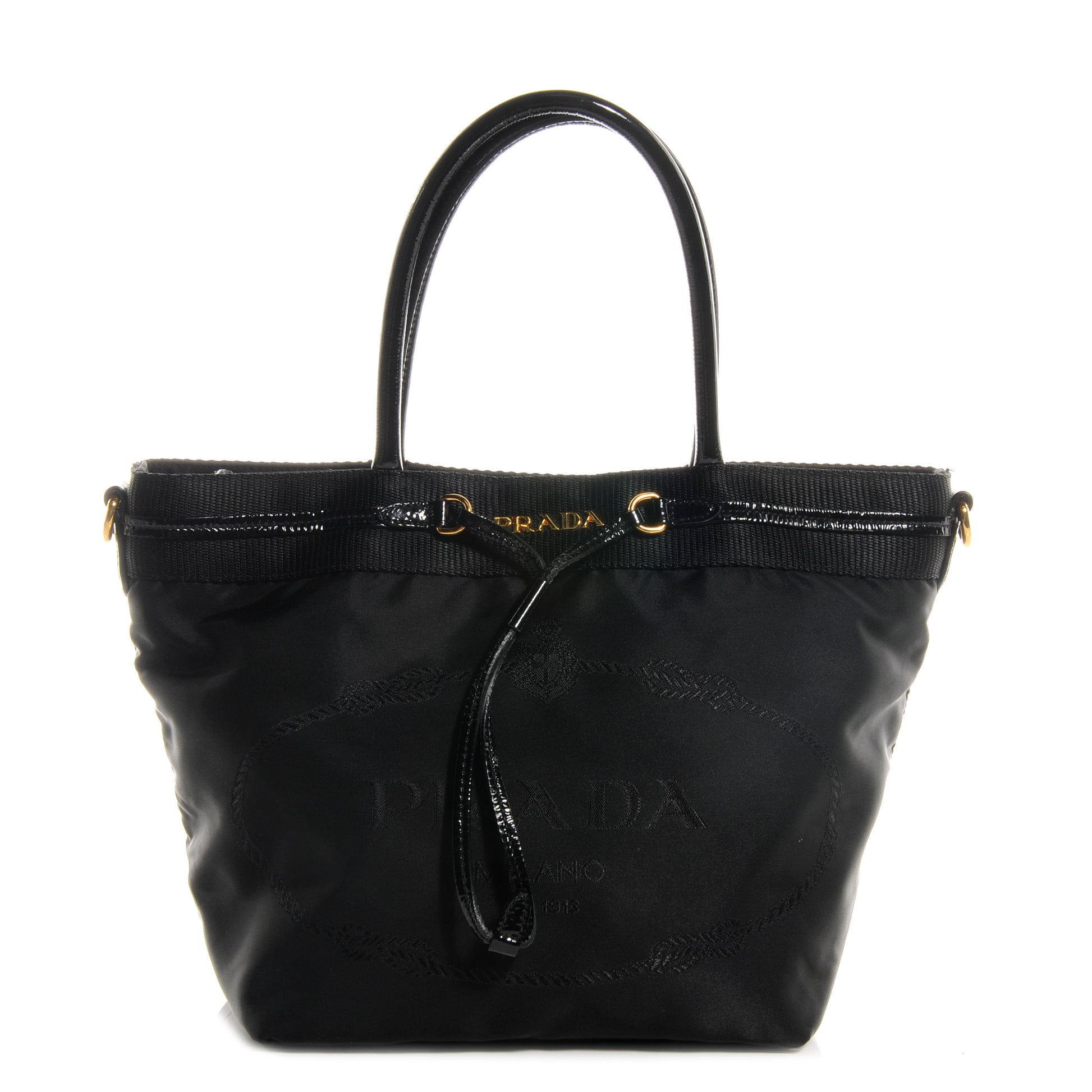 Prada Tessuto Nylon Jacquard Logo Tote Nero Black 1 of 11