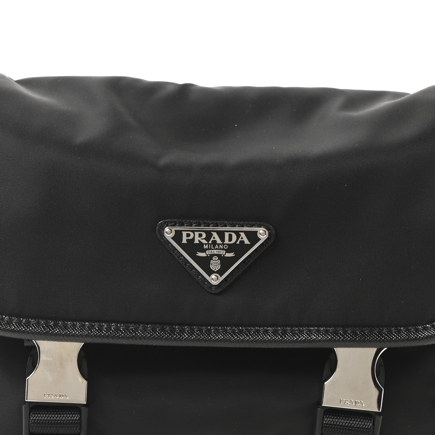Prada Re-Nylon Saffiano Pocket Double Snap Buckle Messenger Shoulder Bag Black 8 of 10