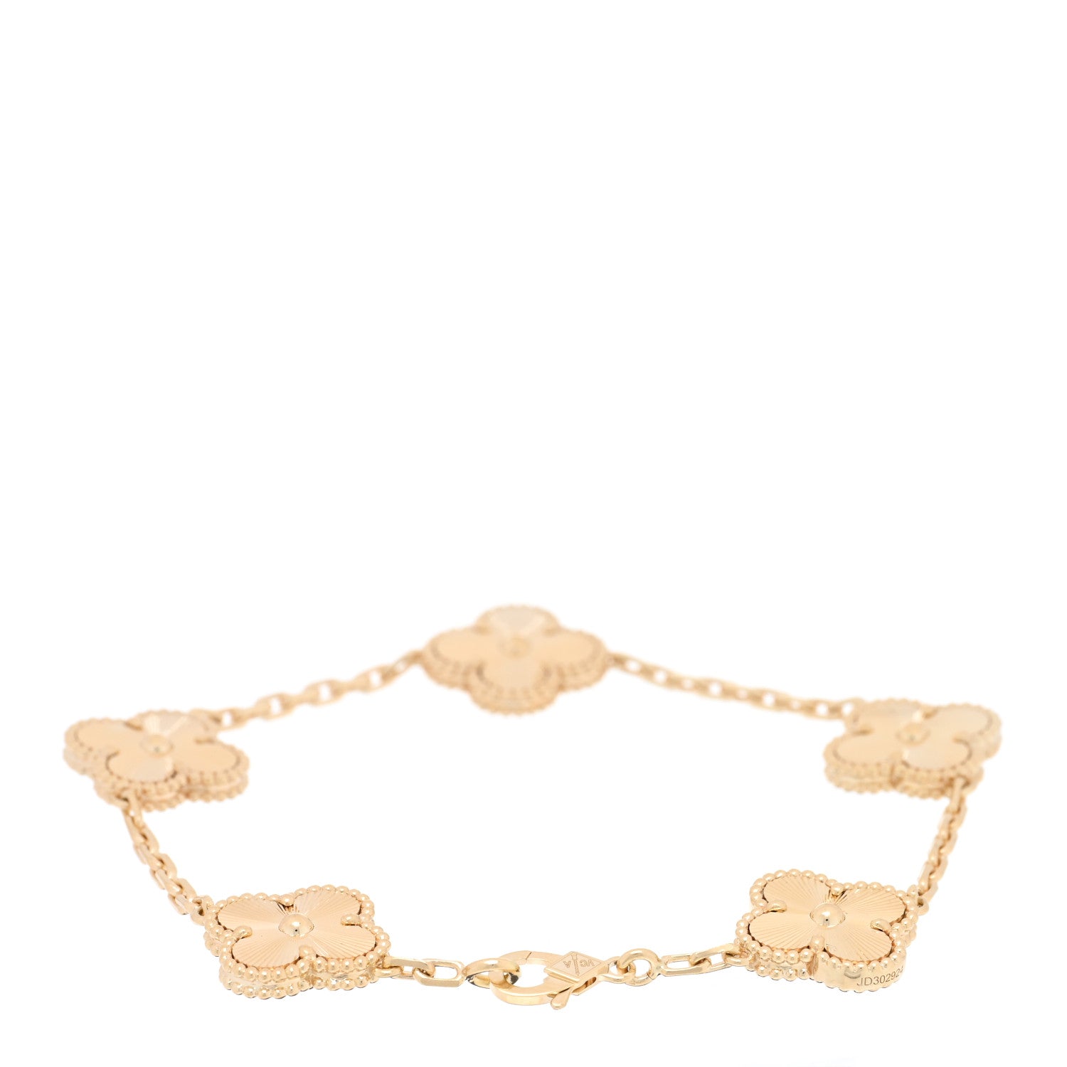 Van Cleef & Arpels 18K Yellow Gold 5 Motifs Guilloche Vintage Alhambra Bracelet 2 of 4