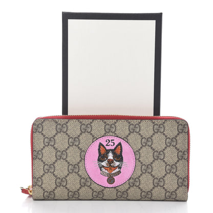 Gucci GG Supreme Monogram Bosco Patch Zip Around Wallet Beige Malva Hibiscus Red 13 of 13