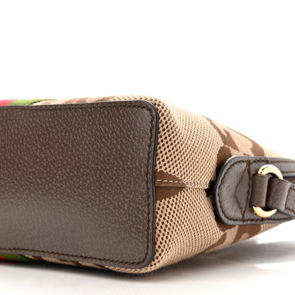 Gucci Monogram Jumbo GG Textured Dollar Calfskin Web Small Ophidia Dome Shoulder Bag Camel Ebony New Acero 10 of 12
