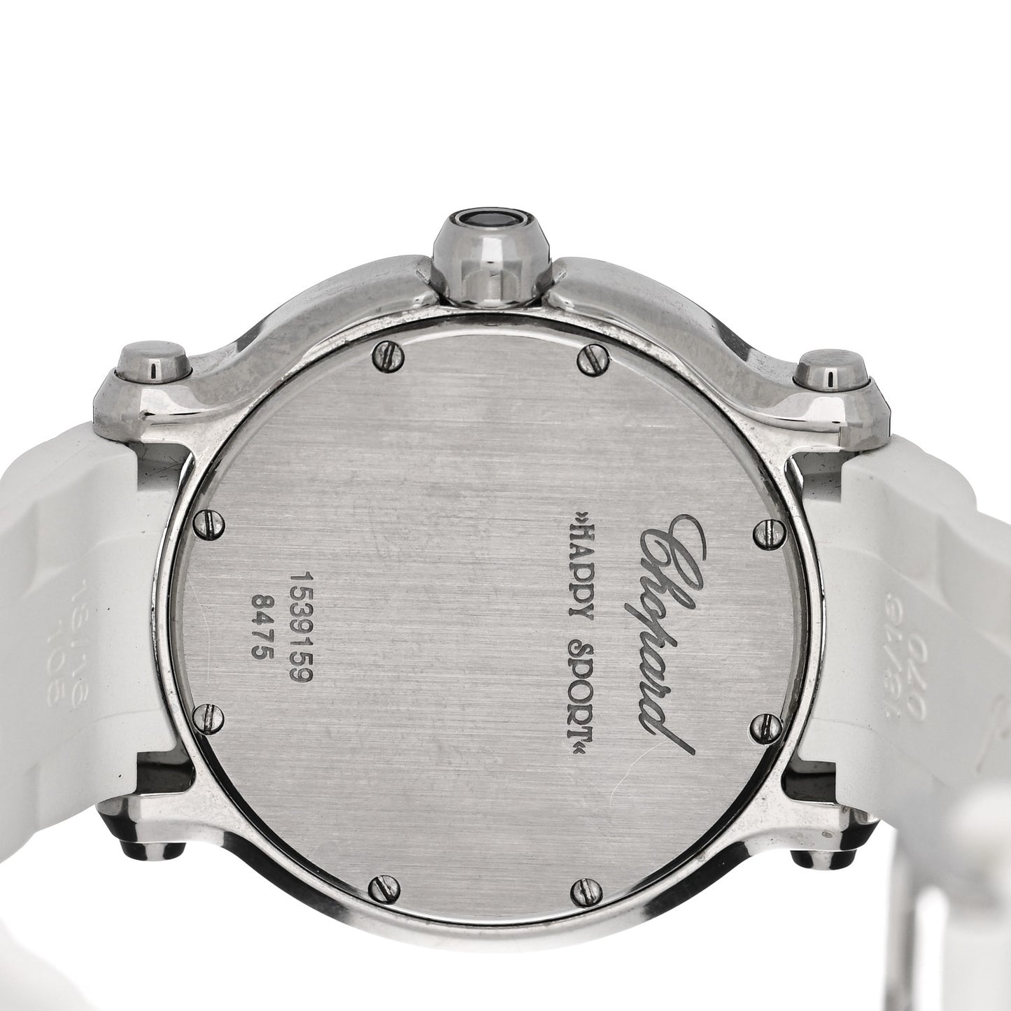 Stainless Steel Rubber Diamond 36mm Happy Sport Snow Flake Quartz Watch White