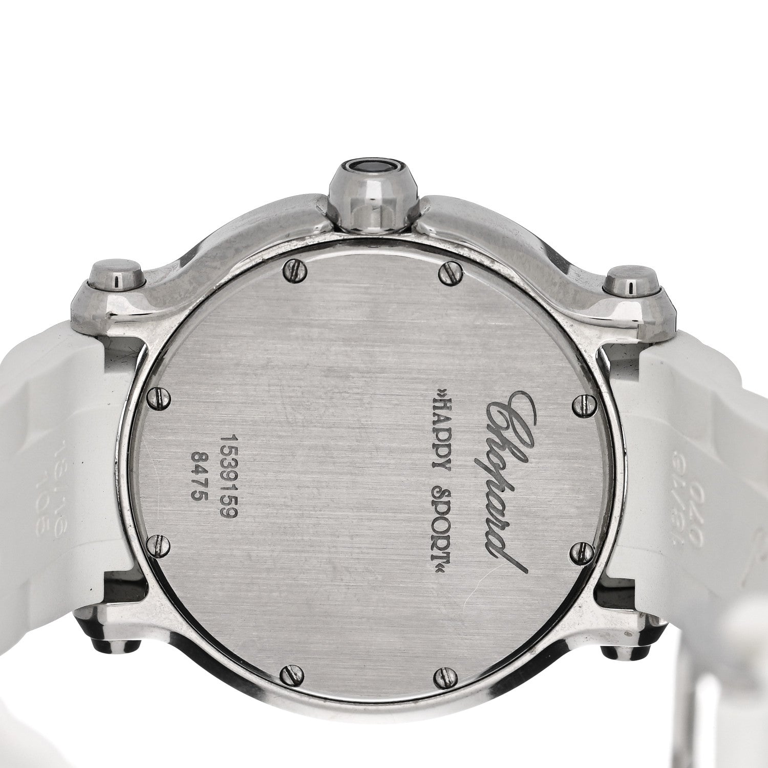 Chopard Stainless Steel Rubber Diamond 36mm Happy Sport Snow Flake Quartz Watch White 4 of 5