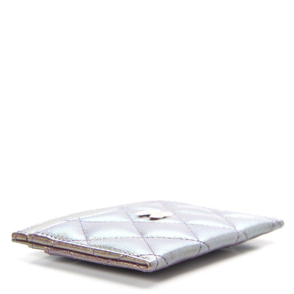 Chanel Metallic Lambskin Quilted Card Holder Purple 4 of 8