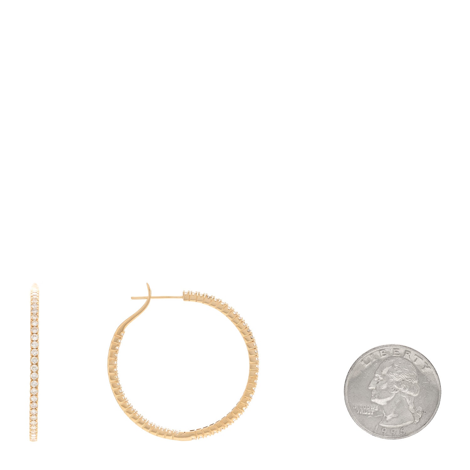 Parker & West by FASHIONPHILE 18K Yellow Gold Diamond 2.00ct Insde Out Hoop Earrings 2 of 4