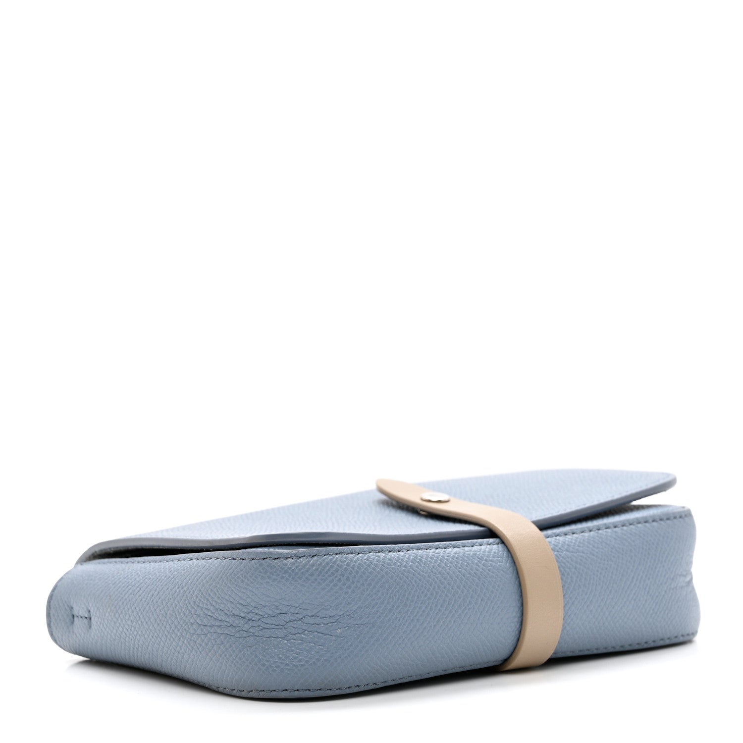 Celine Grained Shiny Calfskin Strap Clutch Slate Blue 4 of 9