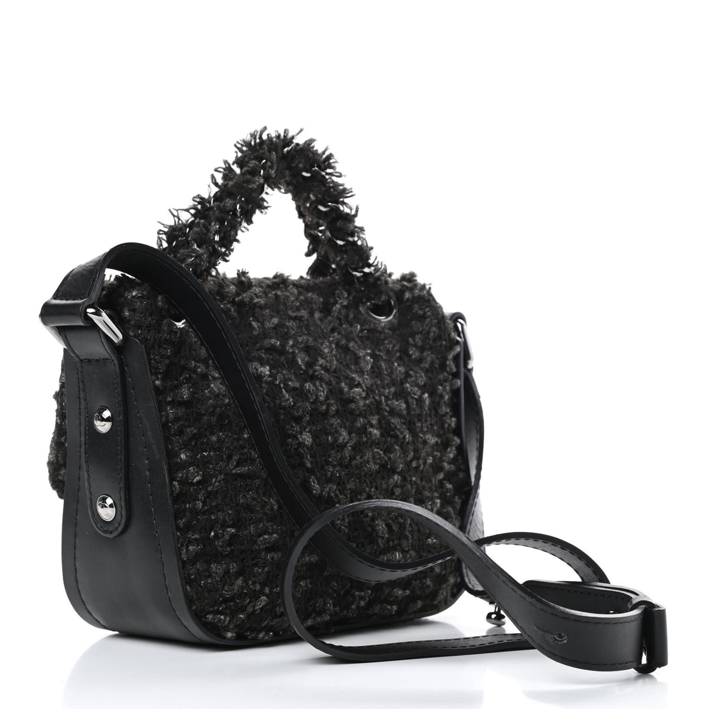 Tweed Messenger Flap Black Grey