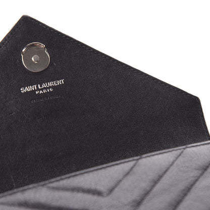 Saint Laurent Sheepskin Matelasse Chevron Monogram College Chain Wallet Black 11 of 14