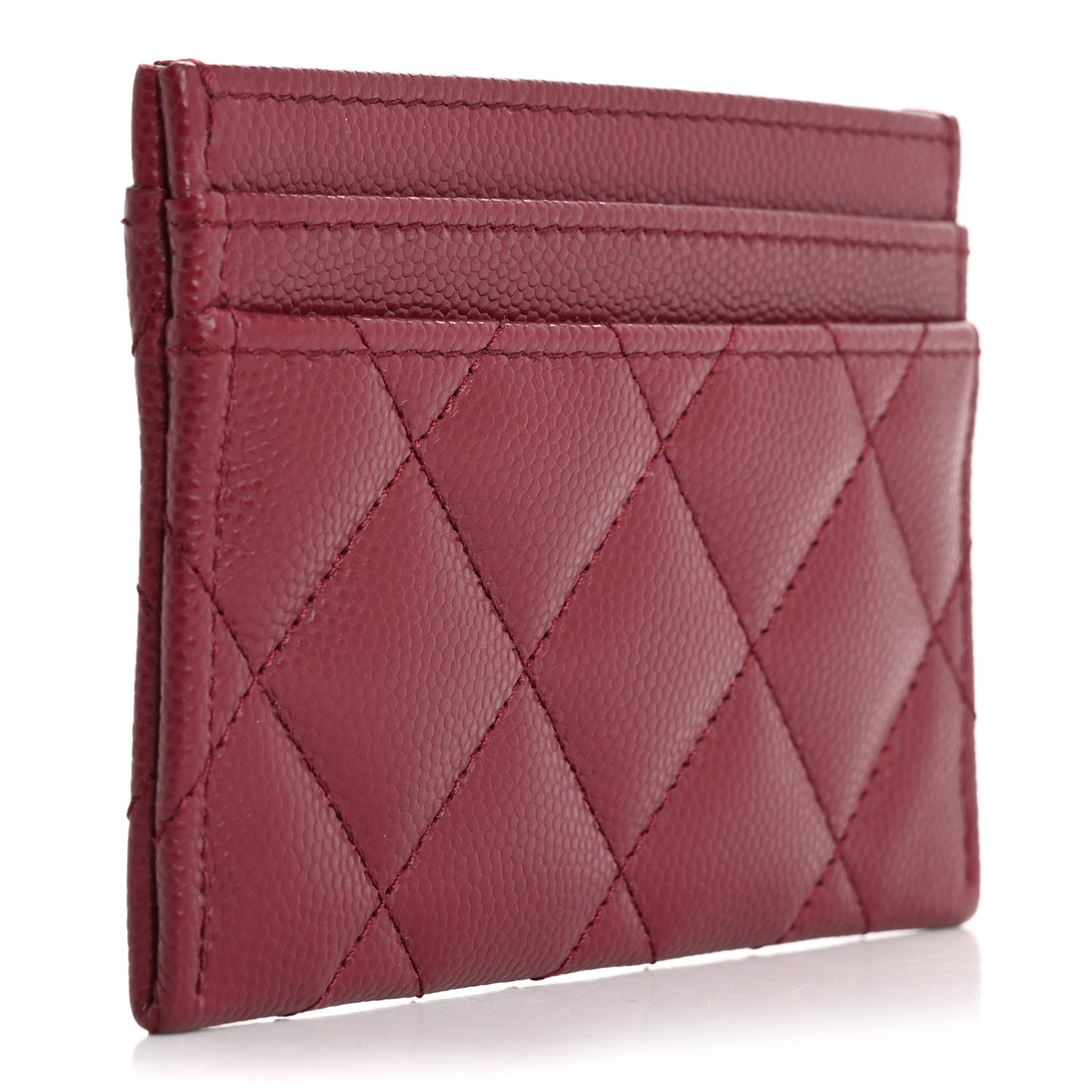 Caviar Quilted Crystal Card Holder Burgundy
