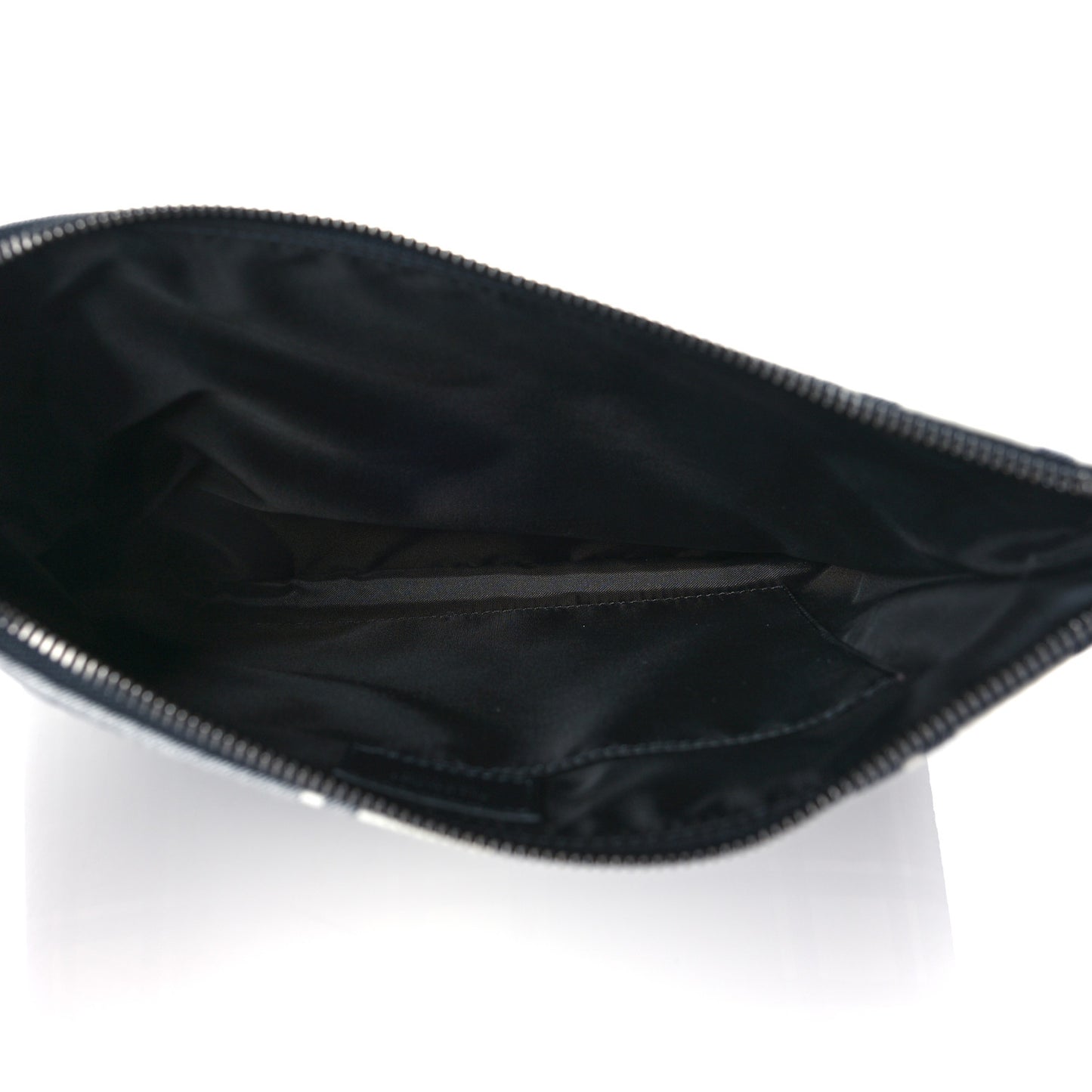 Canvas Logo Plaid Pouch Black White