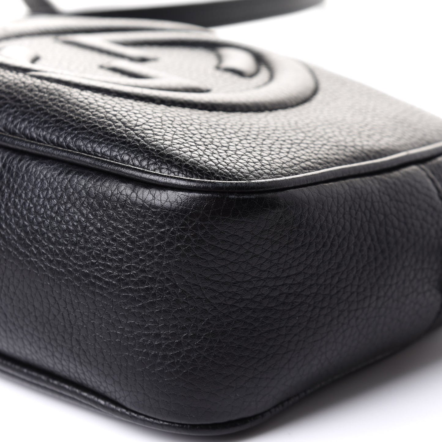 Pebbled Calfskin Small Soho Disco Bag Black