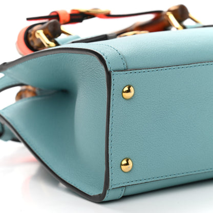 Gucci Wonka Grain Calfskin Mini Diana Tote Bag Dusty Azure Orange Fluo 11 of 12
