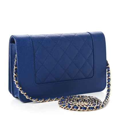 Chanel Caviar Quilted Vintage Mademoiselle Wallet On Chain WOC Blue 3 of 11