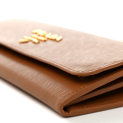 Prada Saffiano Metal Oro Chain Wallet Caramel 11 of 11