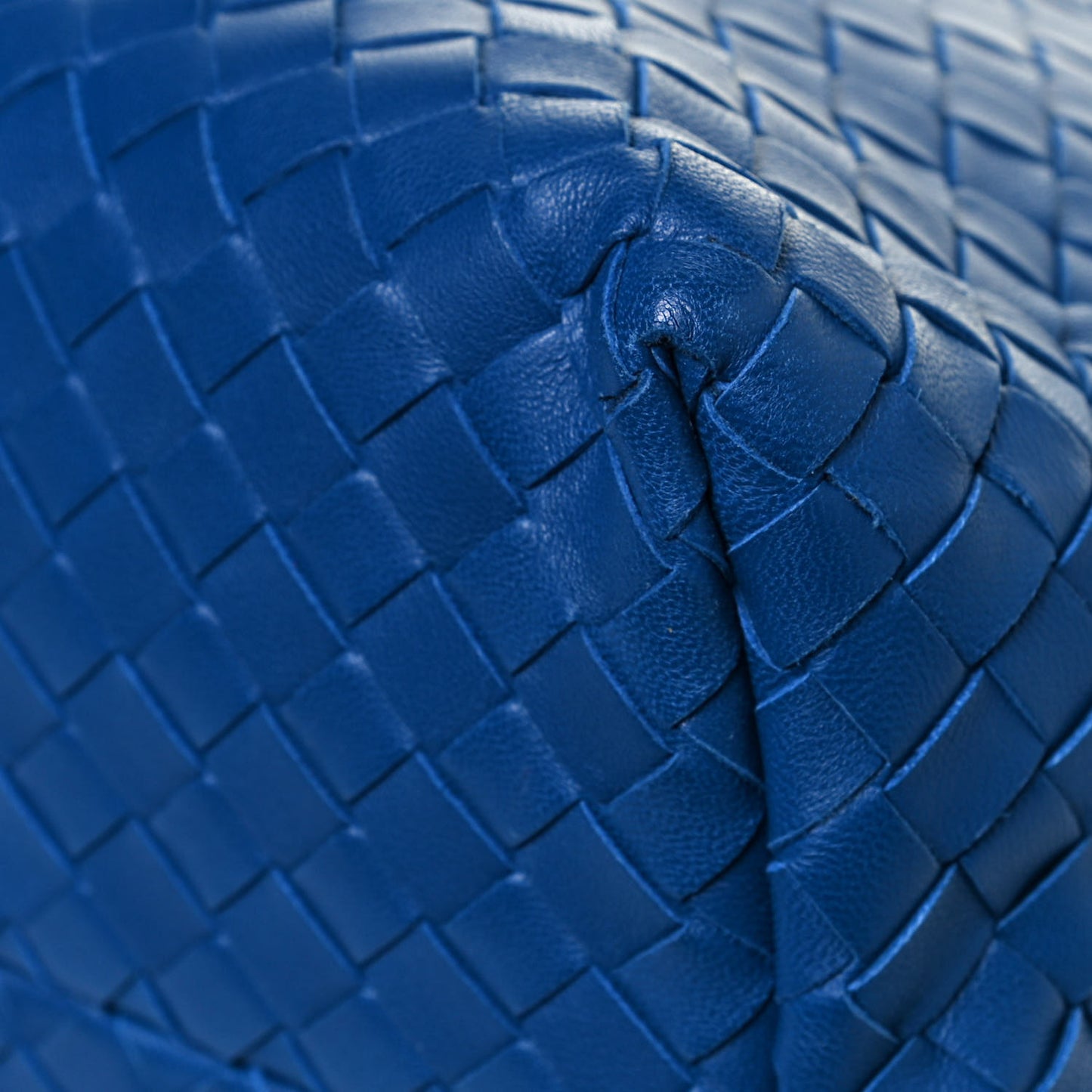 Nappa Intrecciato Karung Glass Tote Blue