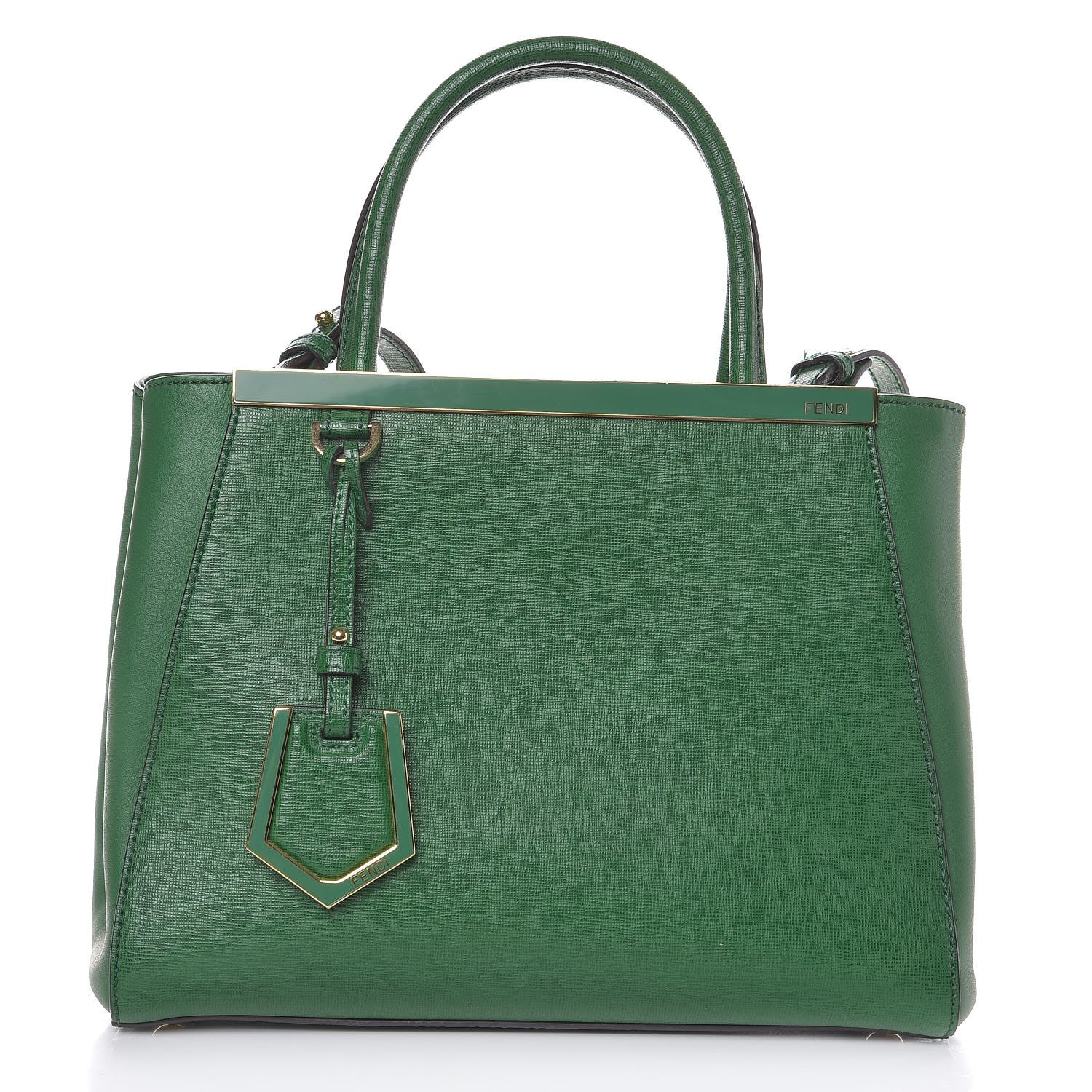 Fendi Vitello Elite Flamingo Petite 2Jours Tote Emerald 1 of 8