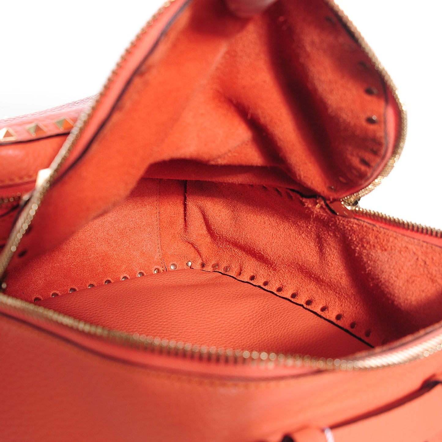 Grained Calfskin Medium Rockstud Backpack Coral