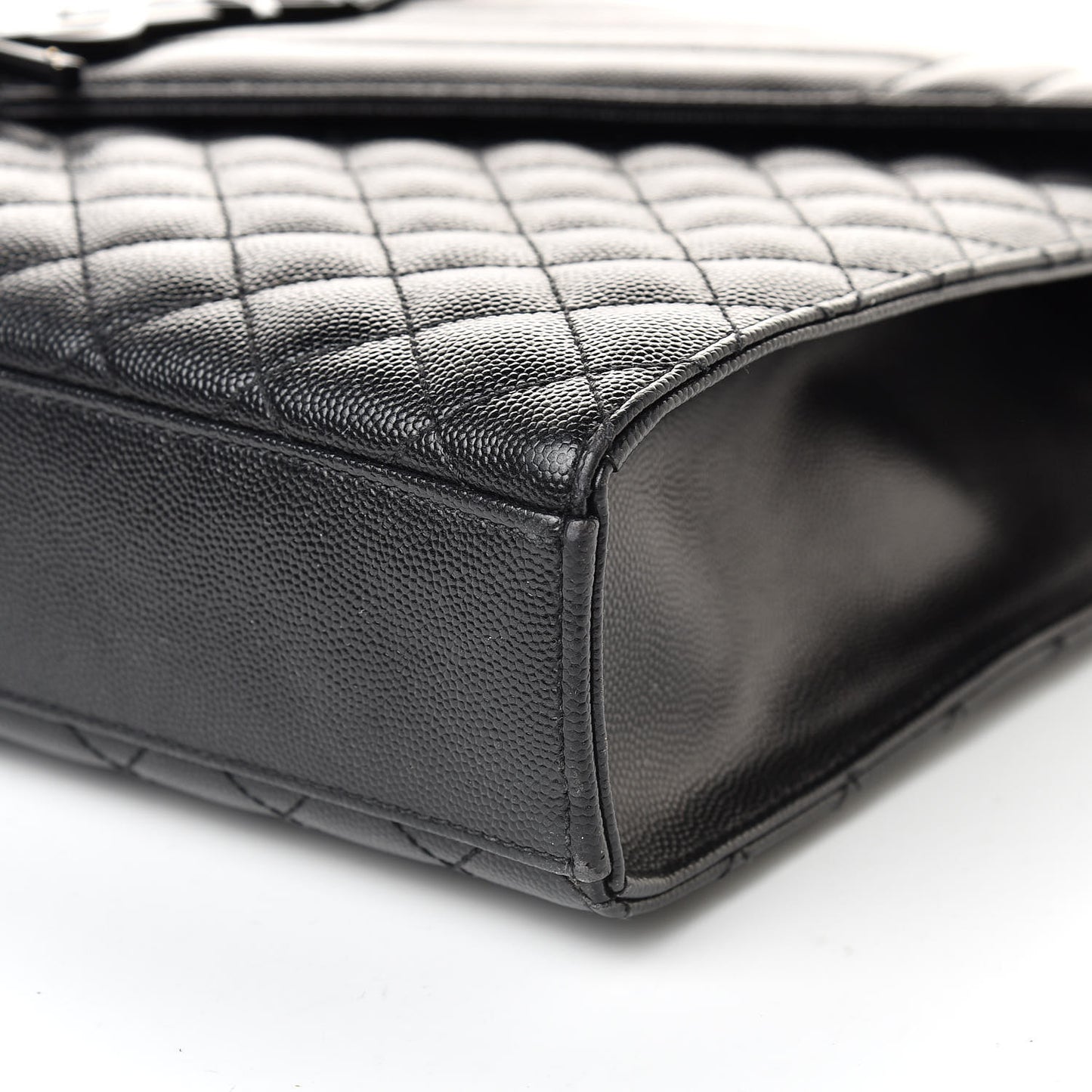 Grain De Poudre Textured Mixed Matelasse Large Triquilt Monogram Monochrome Satchel Black