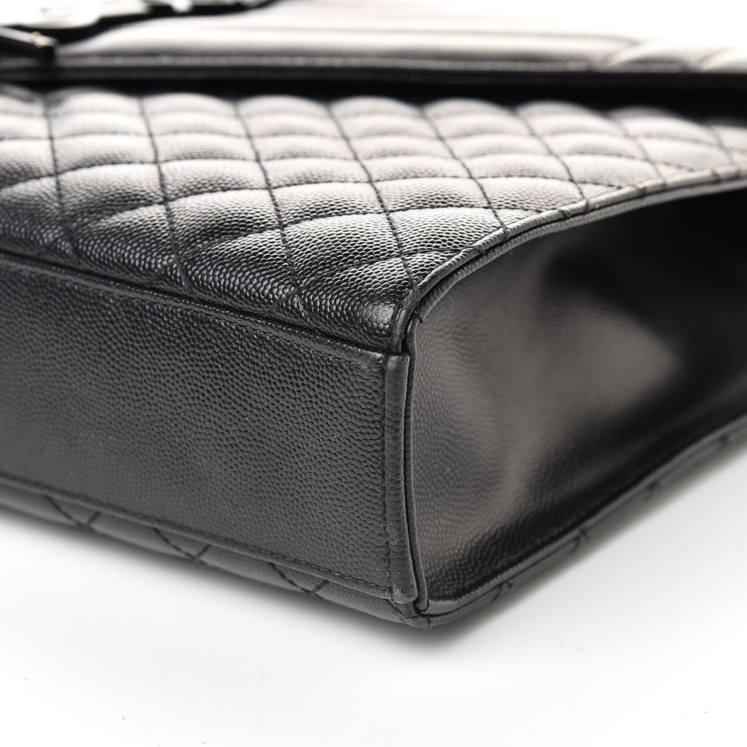 Saint Laurent Grain De Poudre Textured Mixed Matelasse Large Triquilt Monogram Monochrome Satchel Black 9 of 10