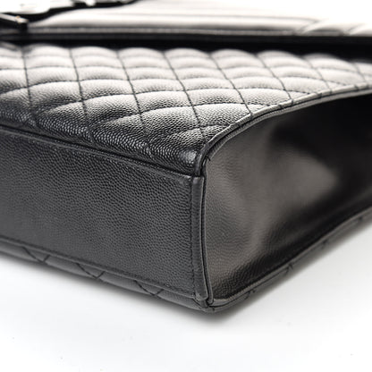 Saint Laurent Grain De Poudre Textured Mixed Matelasse Large Triquilt Monogram Monochrome Satchel Black 9 of 10
