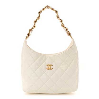 Chanel Lambskin Quilted Large CC Funky Town Hobo White 1 of 11