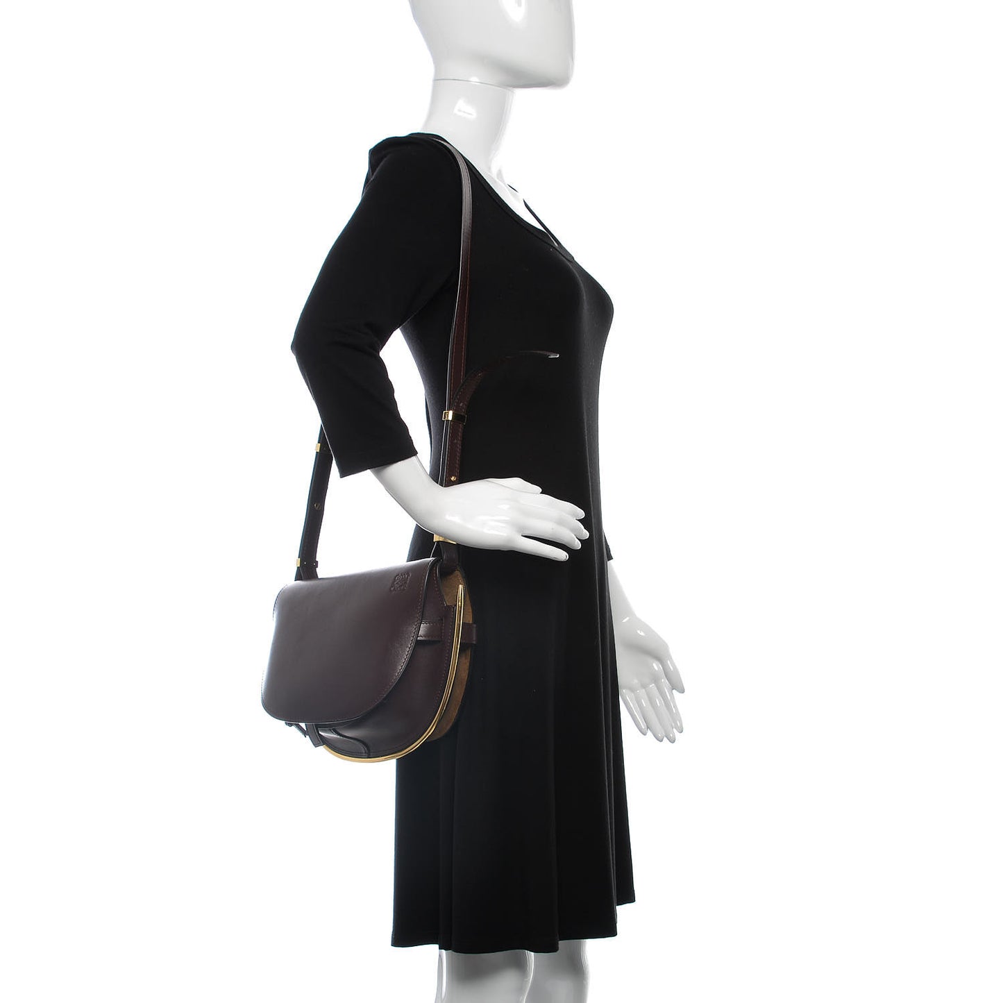 Calfskin Small Metal Gate Crossbody Bag Oxblood
