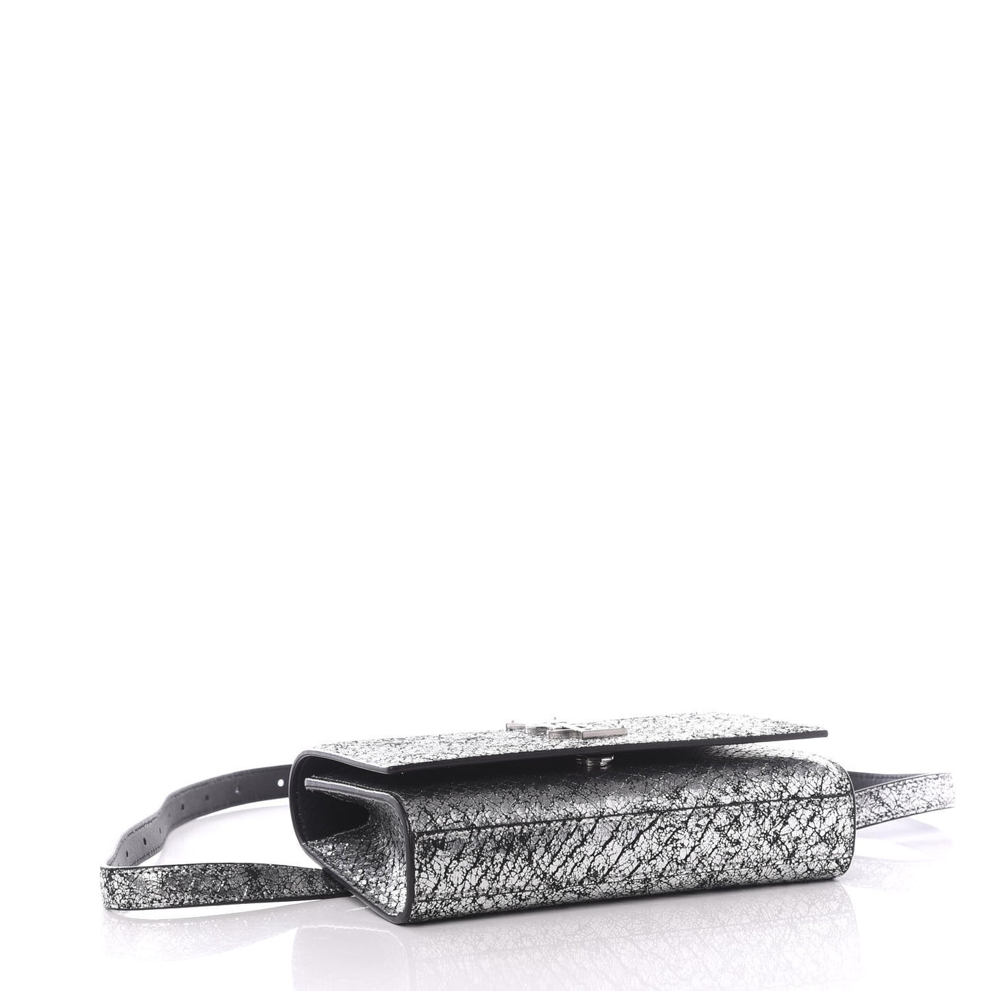 Metallic Calfskin Monogram Kate Belt Bag Silver