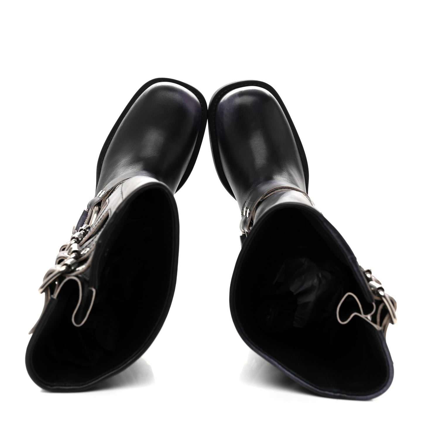 Calfskin Harness Boots 38 Black