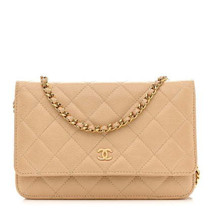 Chanel Caviar Quilted Wallet On Chain WOC Beige 1 of 15