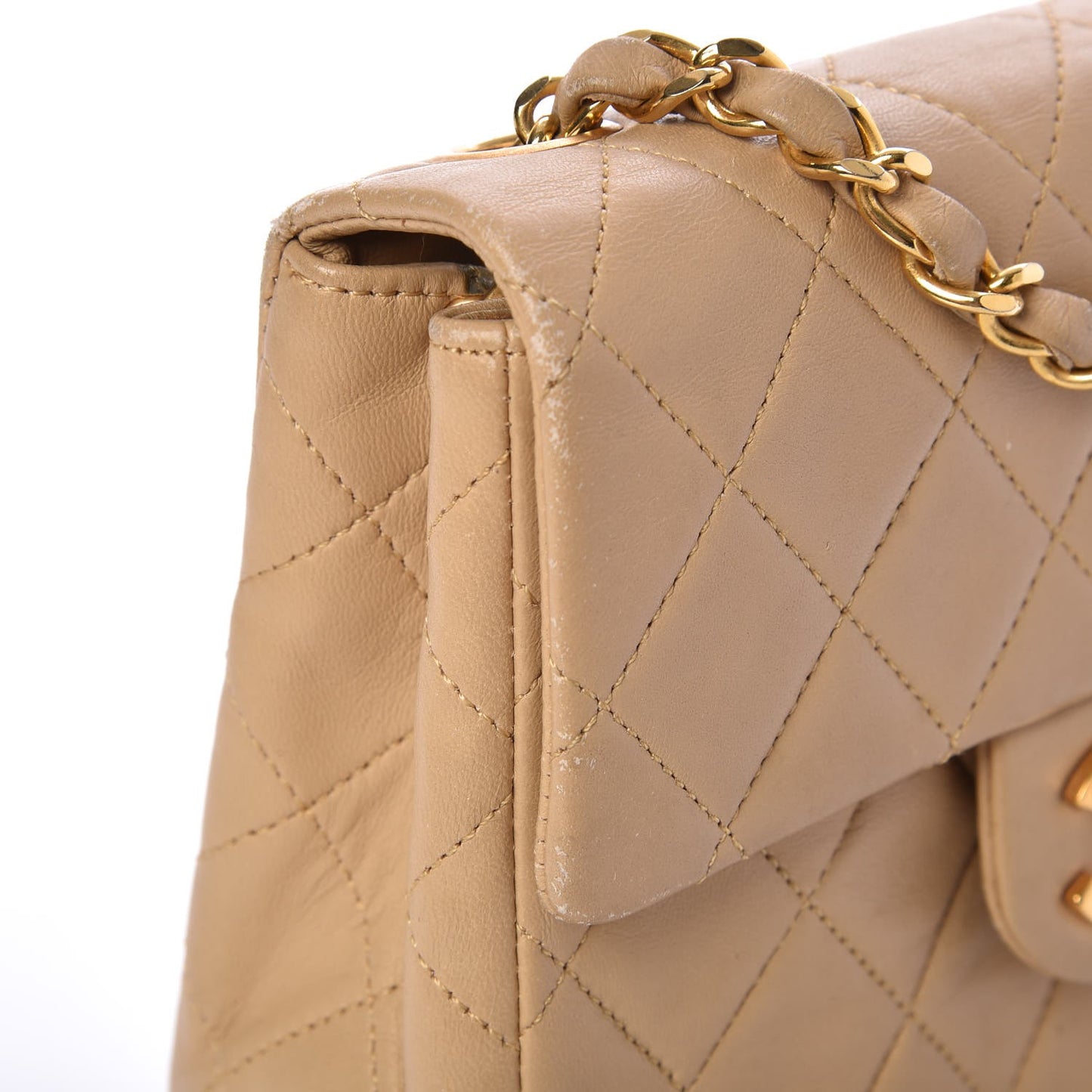 Lambskin Mini Square Flap Beige