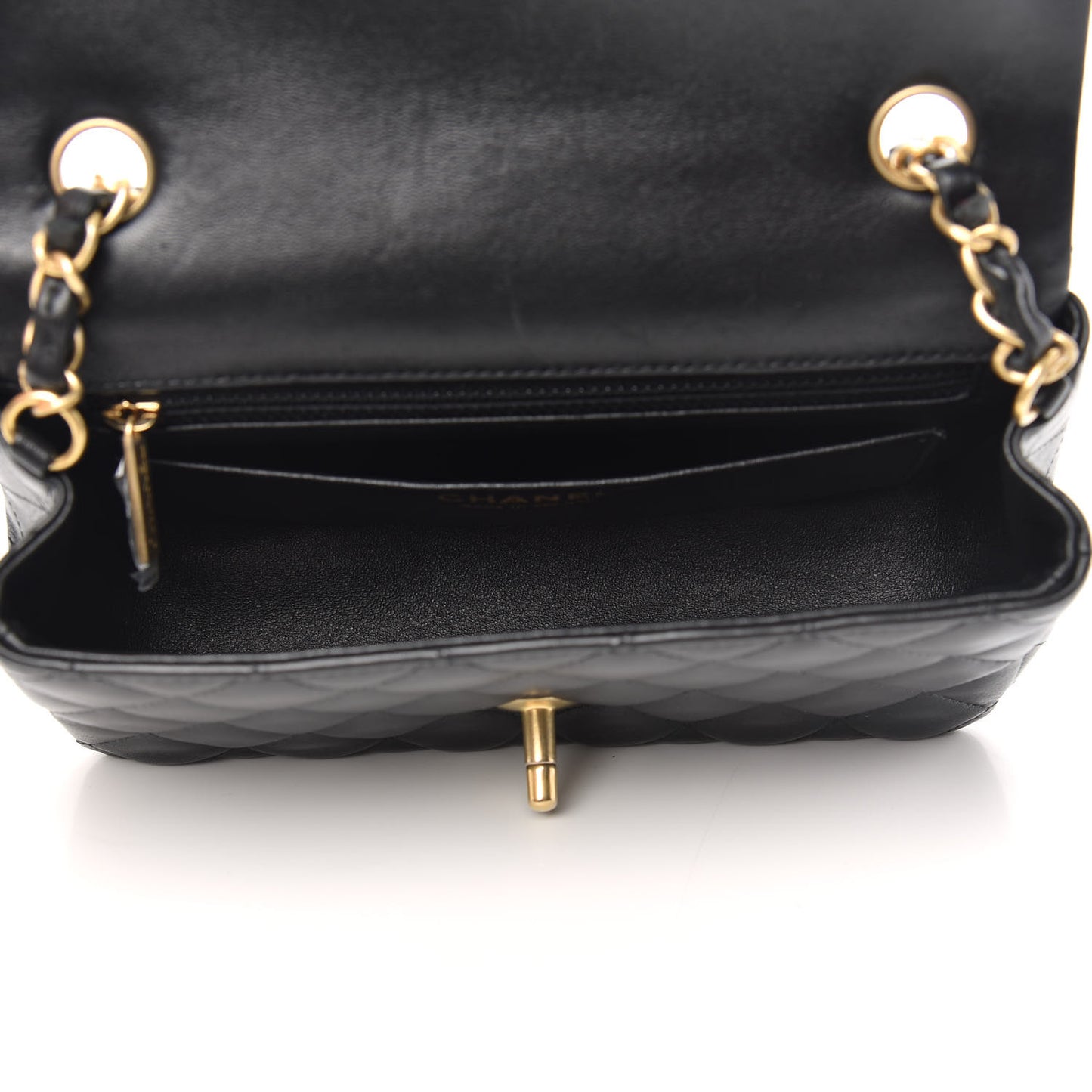 Lambskin Quilted Mini Rectangular Flap Black