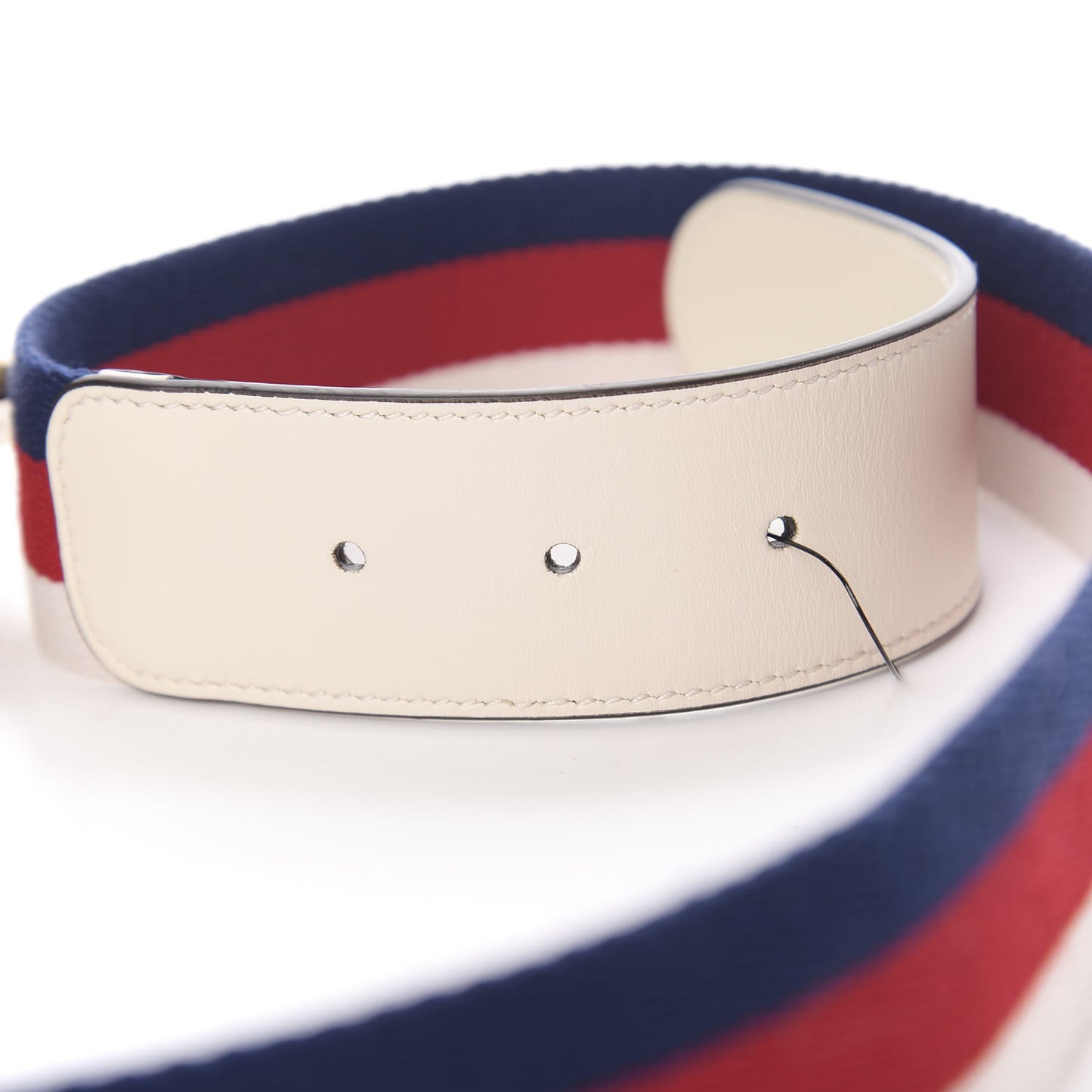 Nylon Calfskin Sylvie Web Double G 40mm Belt 85 34 Mystic White Hibiscus Red Maritime