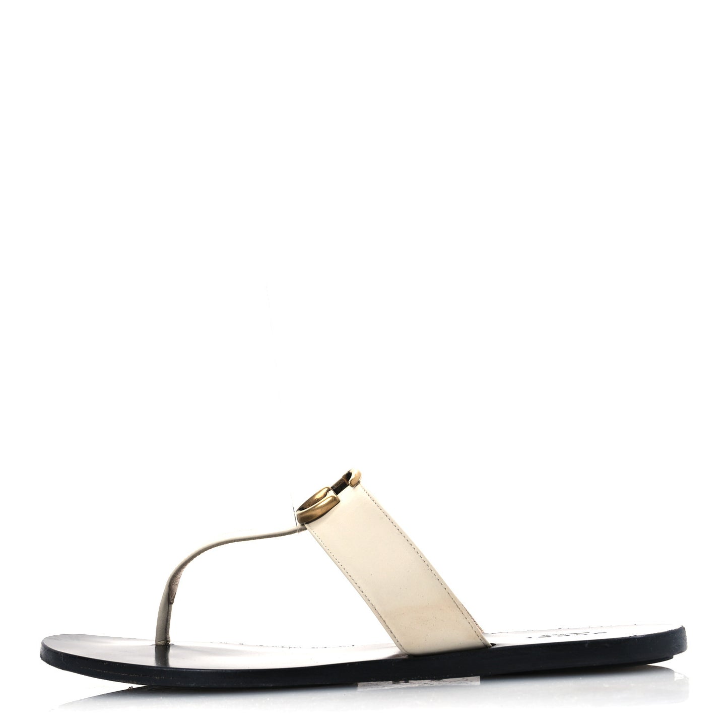 Calfskin GG Marmont Thong Sandals 38 Mystic White