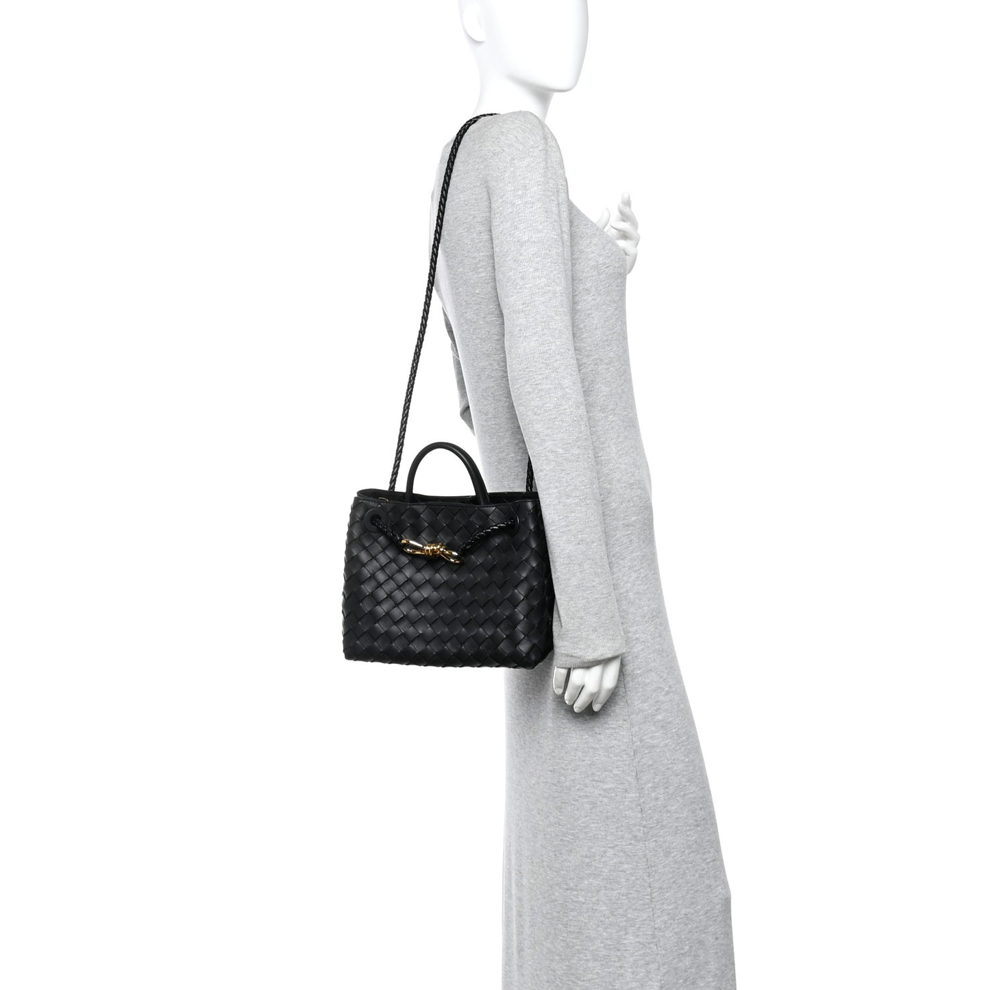 Nappa Intrecciato Small Andiamo Shoulder Bag Black