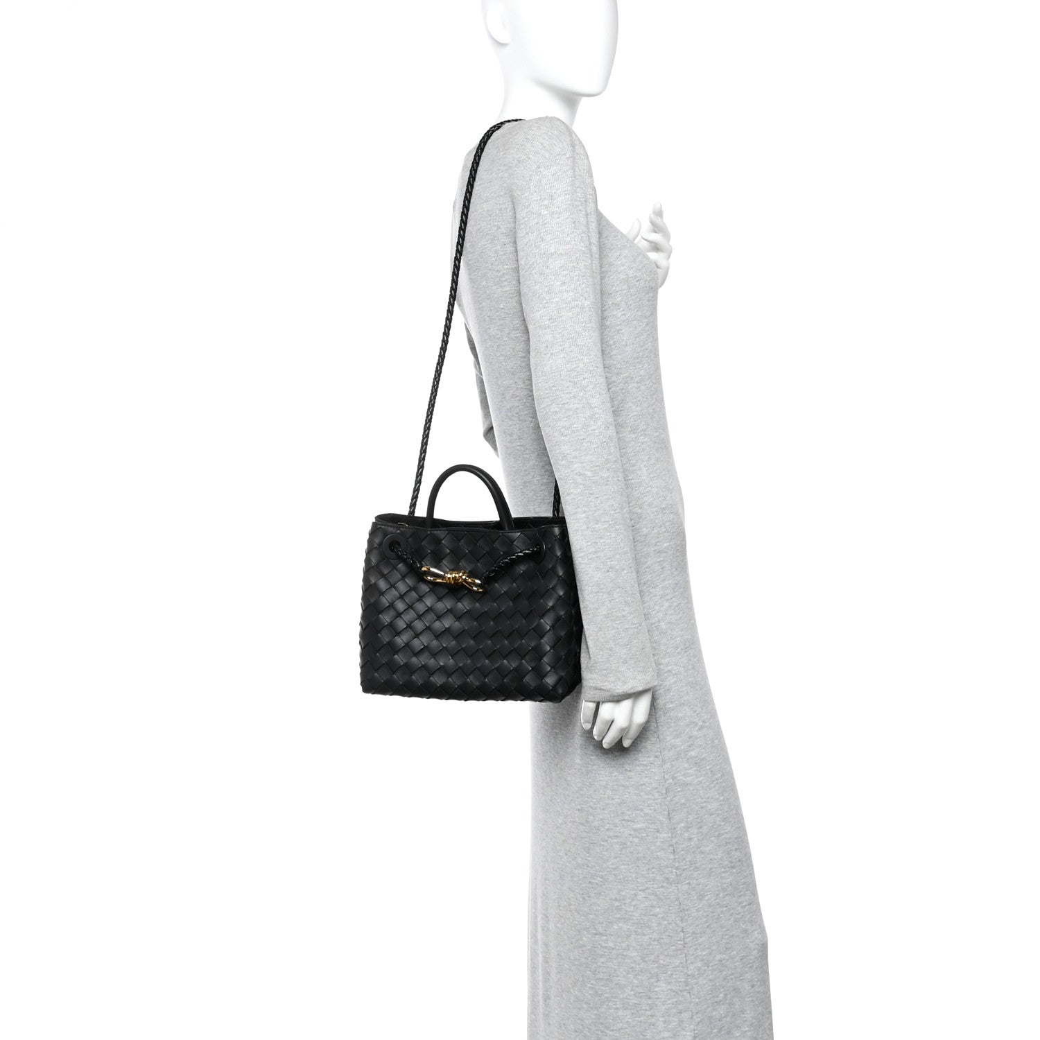 Bottega Veneta Nappa Intrecciato Small Andiamo Shoulder Bag Black 2 of 9