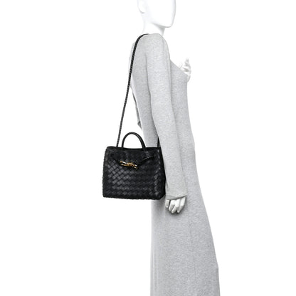 Bottega Veneta Nappa Intrecciato Small Andiamo Shoulder Bag Black 2 of 9