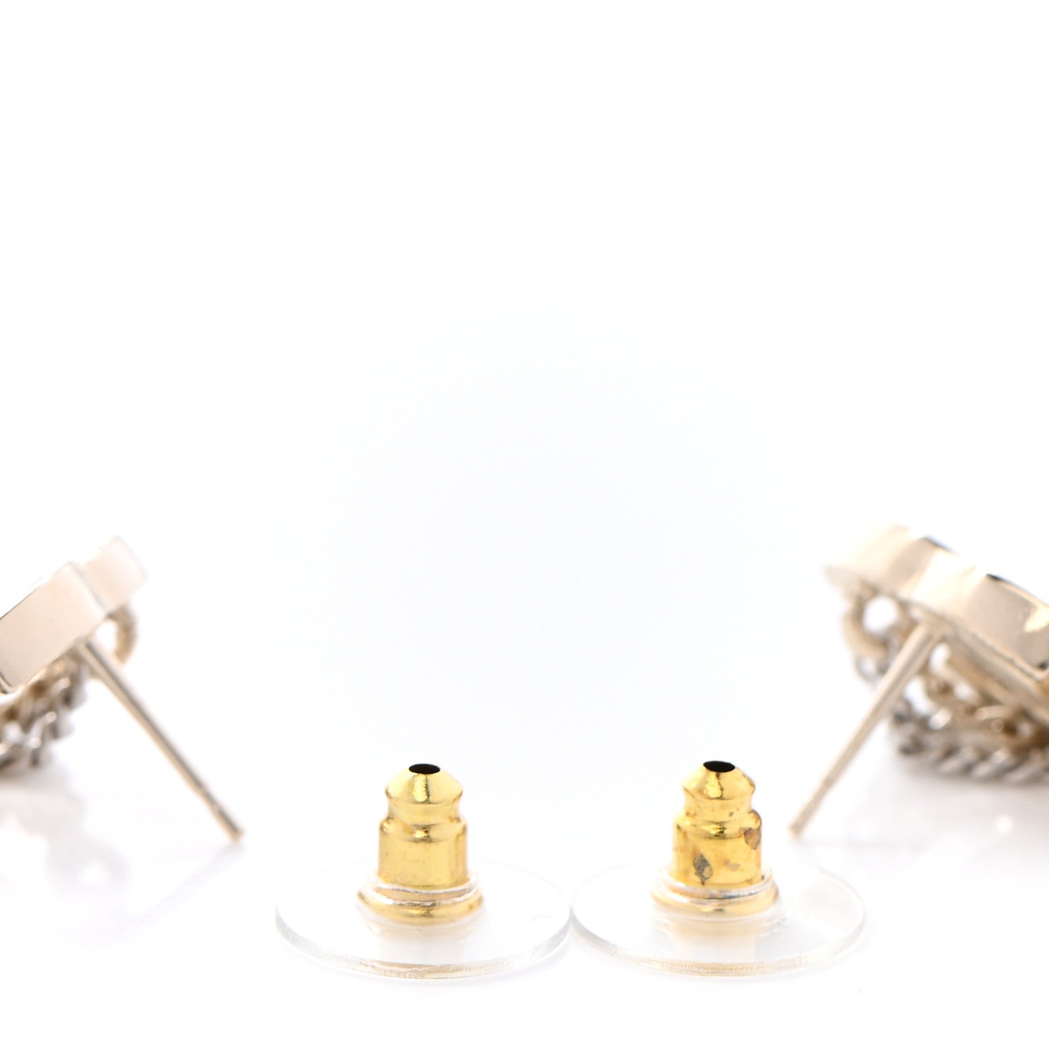 Chanel Crystal Chain CC Earrings Gold 3 of 4