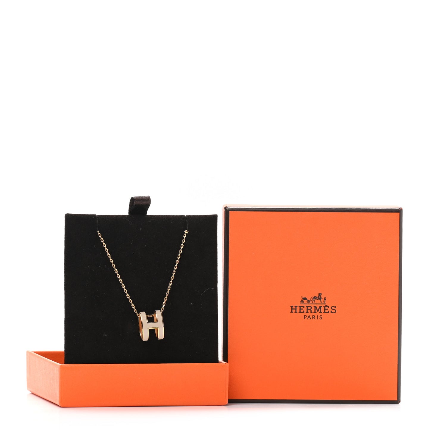 Lacquered Gold Pop H Pendant Necklace Marron Glace