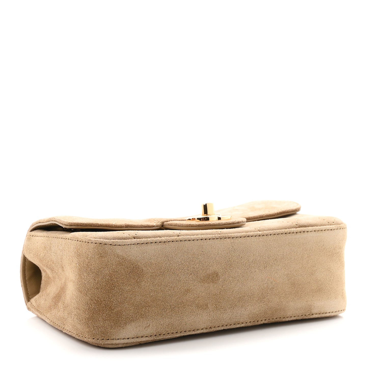 Suede Calfskin Mini Quilted Souplissimo Flap Dark Beige