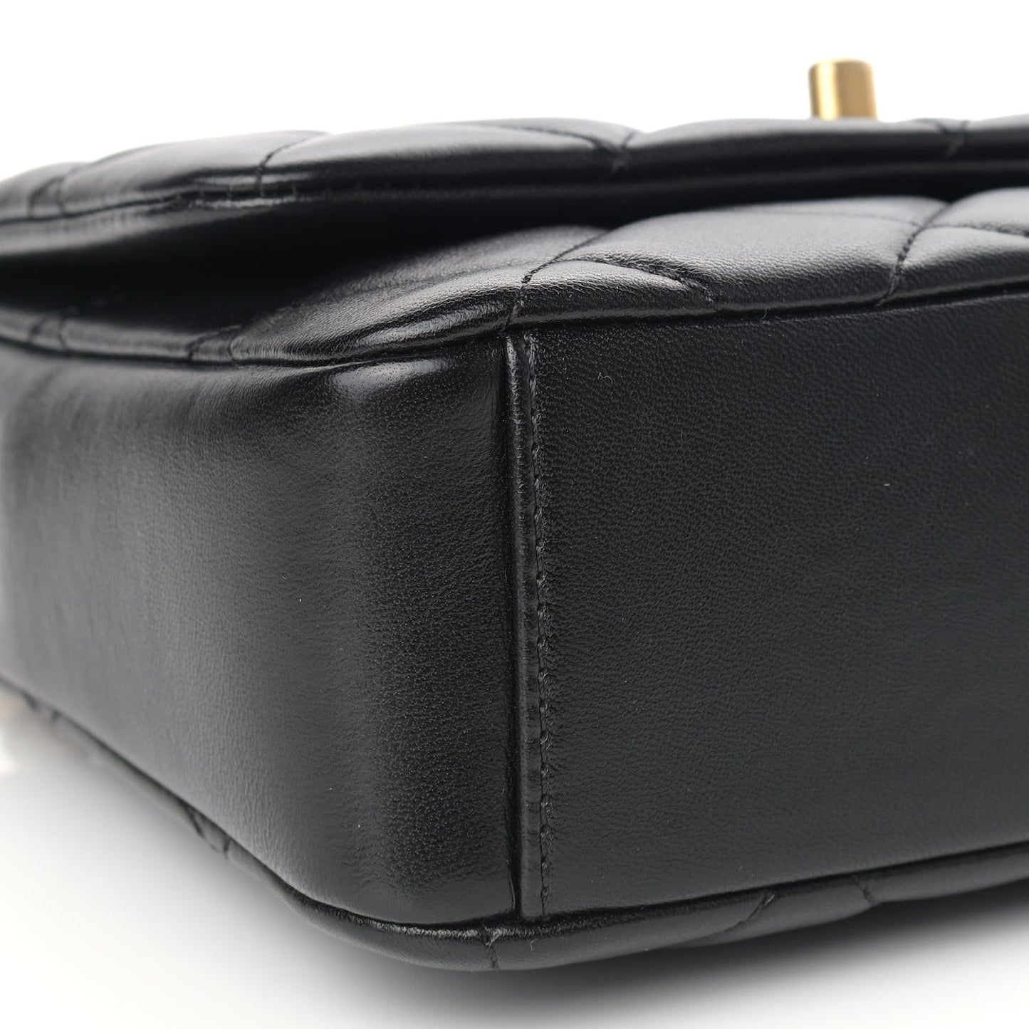 Lambskin Quilted Small Side Note Flap Black