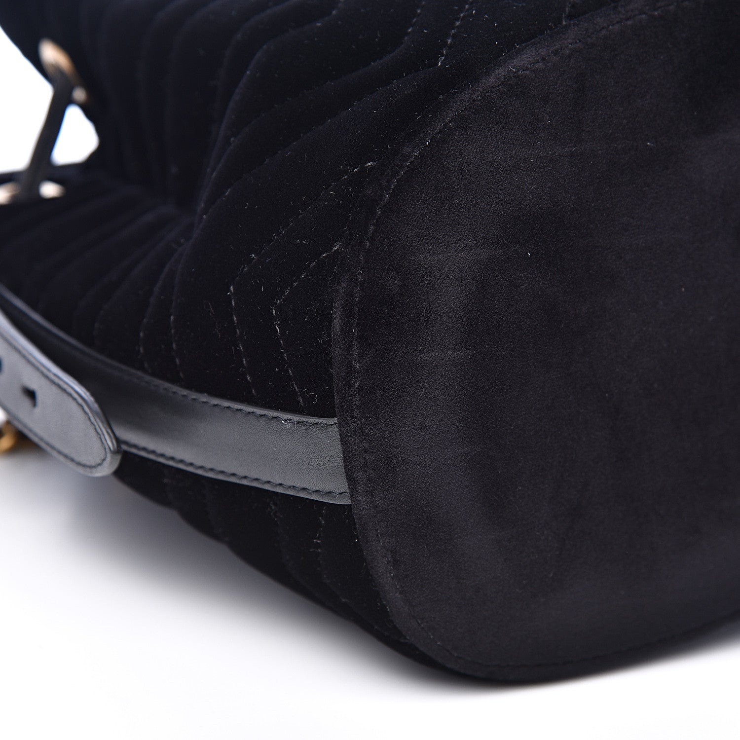 Gucci Velvet Matelasse GG Marmont Bucket Bag Black 8 of 10