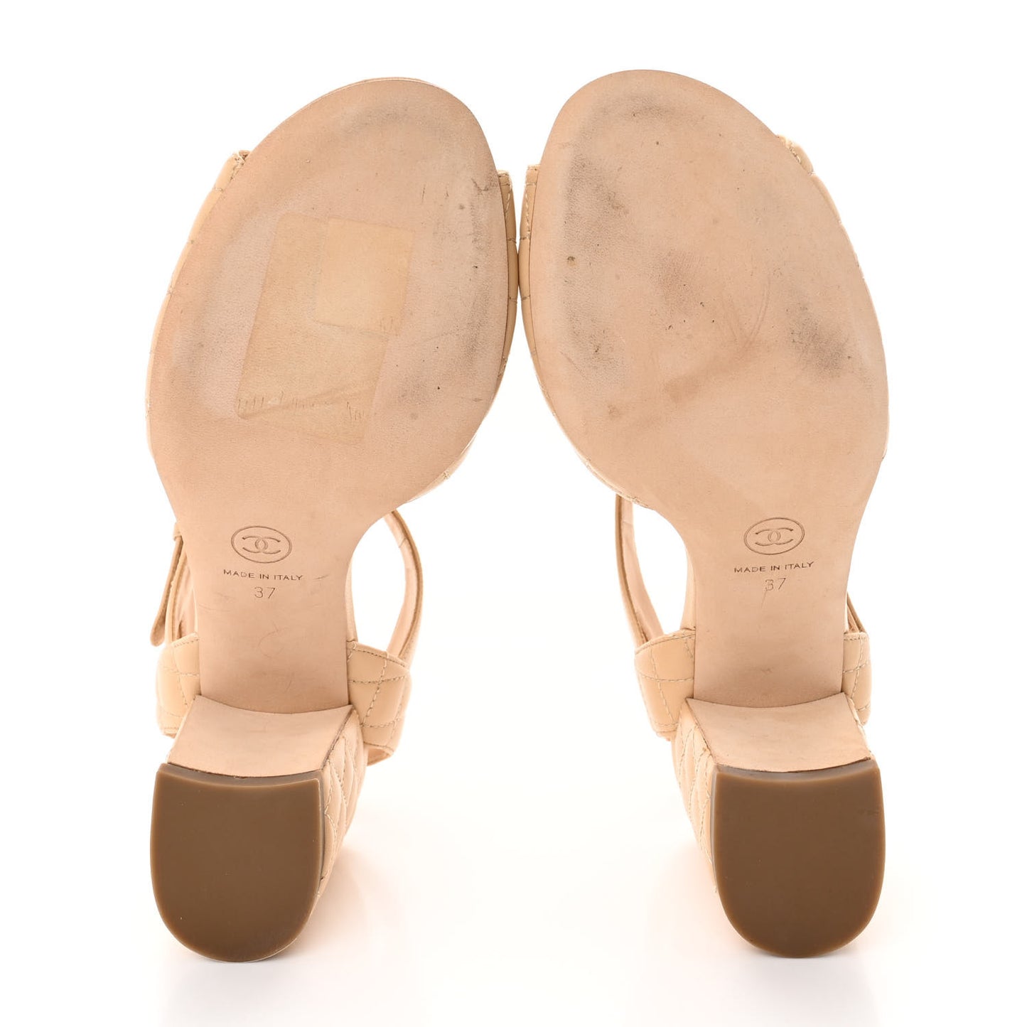 Lambskin Quilted Sandals 37 Beige