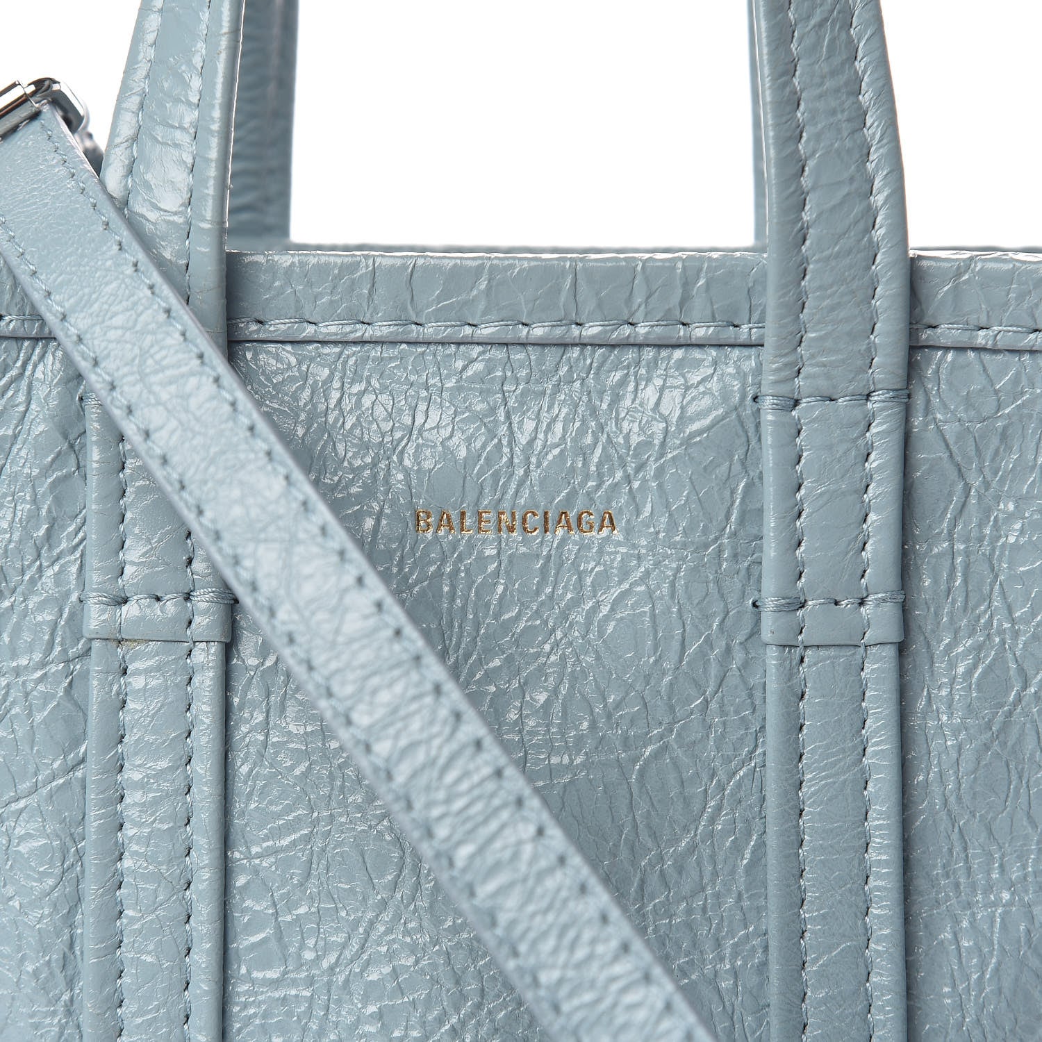Balenciaga Agneau Arena XXS Bazar Shopper Tote Bleu Gris 9 of 18
